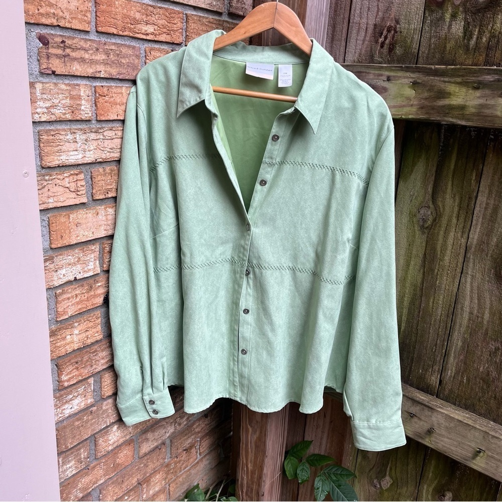 Vintage Alfred Dunner Sage Green Velvet Style Blouse